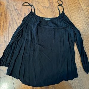 Express black open shoulder top